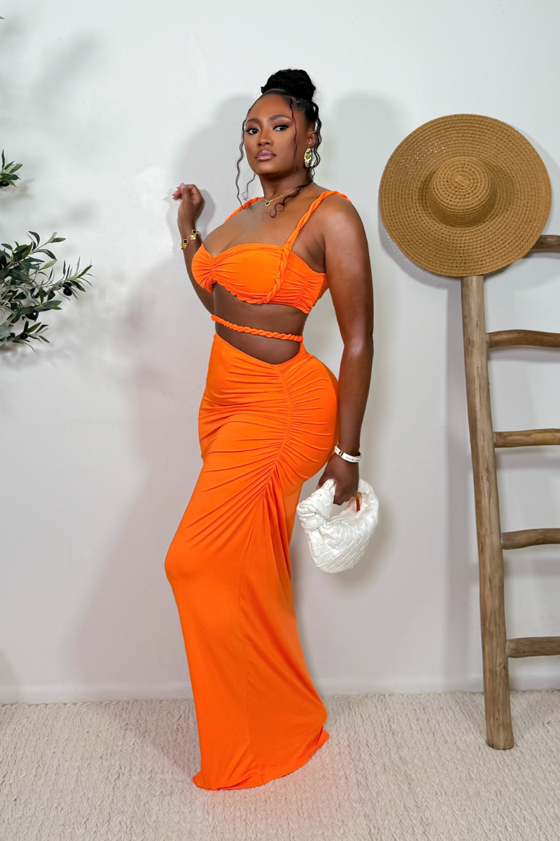 “AISHA” TWO PIECE SET (ORANGE)