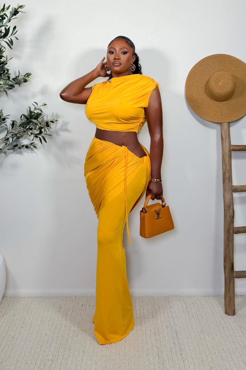 “MINA” TWO PIECE SET (MUSTARD YELLOW)