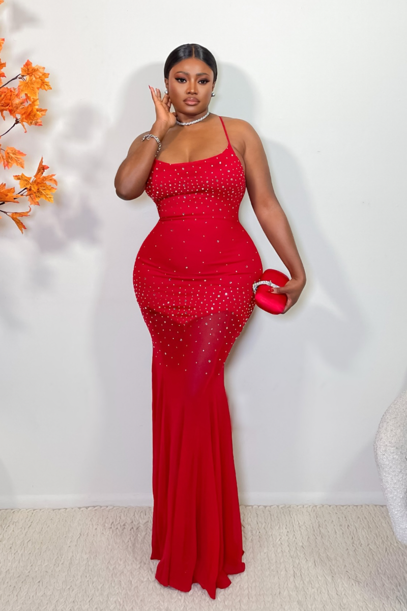 JUST A GIRL” RHINESTONE MAXI DRESS