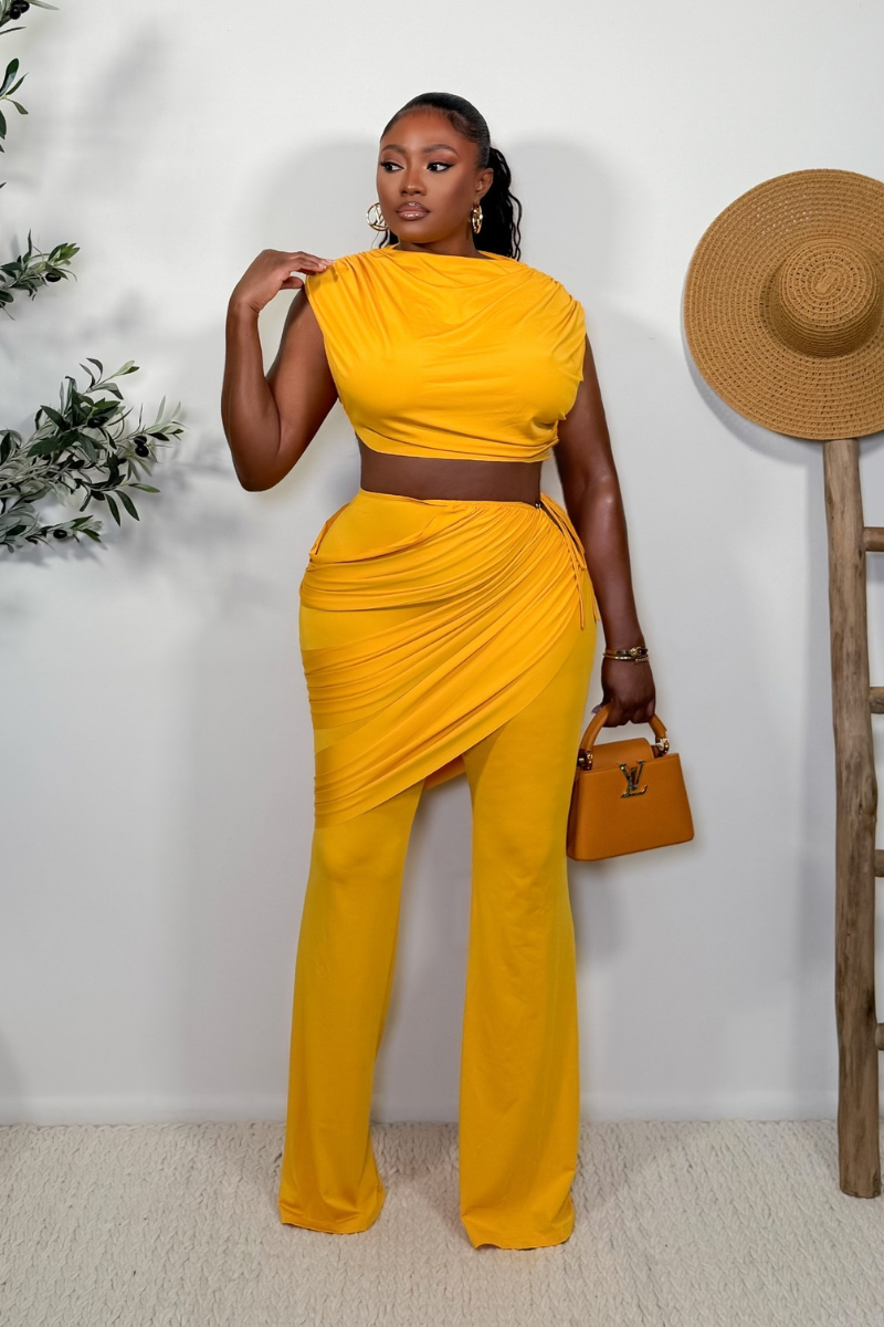 “MINA” TWO PIECE SET (MUSTARD YELLOW)