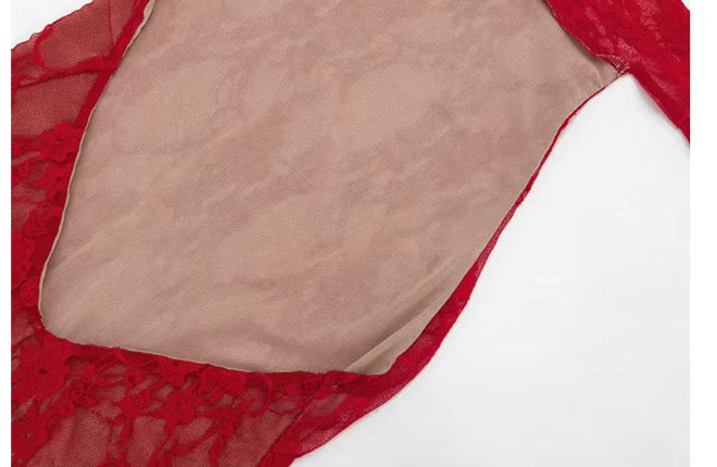 “LACEY” DOUBLE LINING JUMPSUIT (RED)