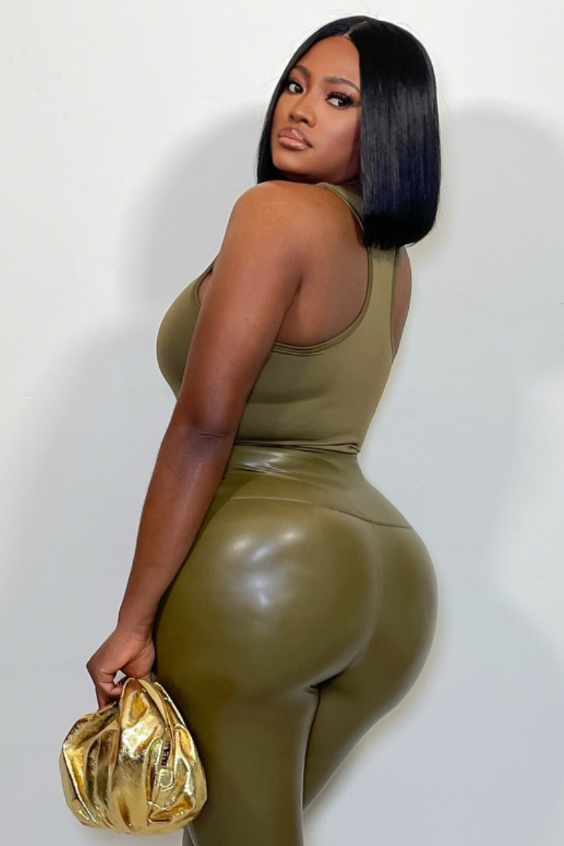 “RACER BACK” BODYSUIT (OLIVE)