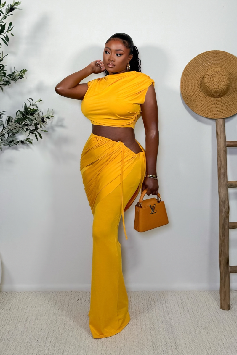 “MINA” TWO PIECE SET (MUSTARD YELLOW)