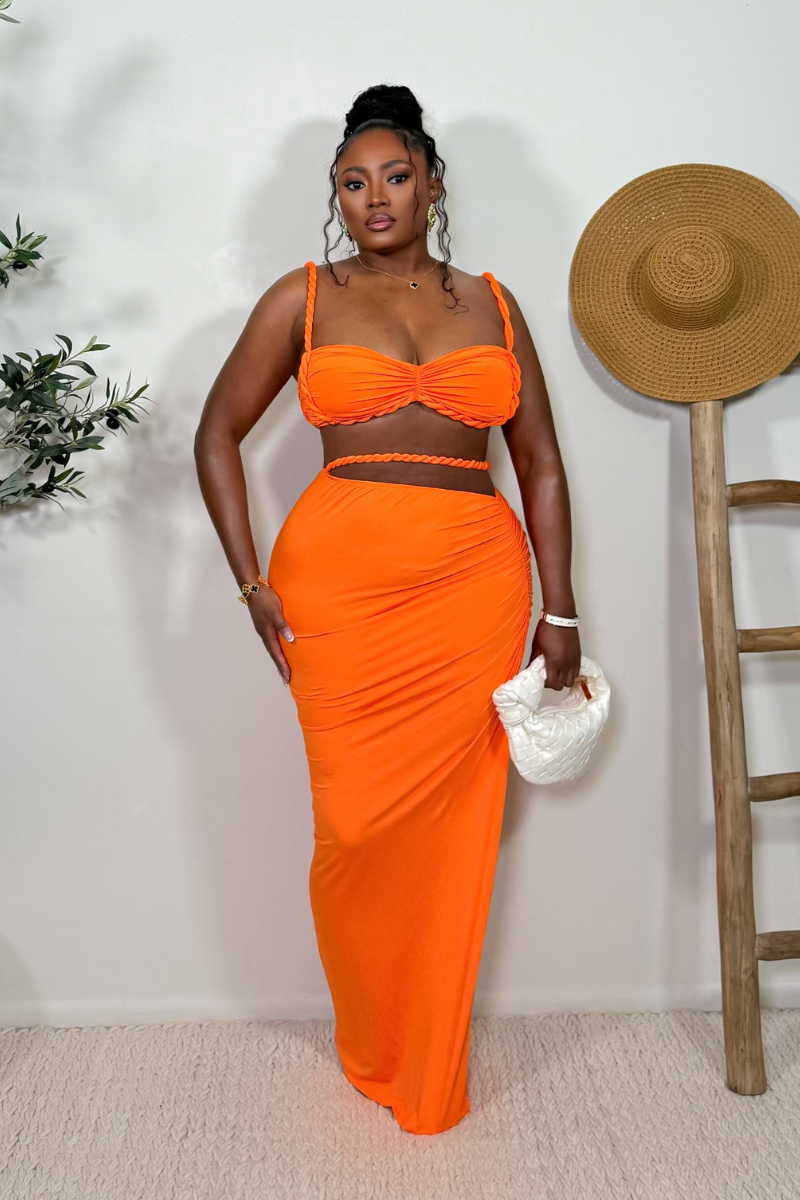 “AISHA” TWO PIECE SET (ORANGE)