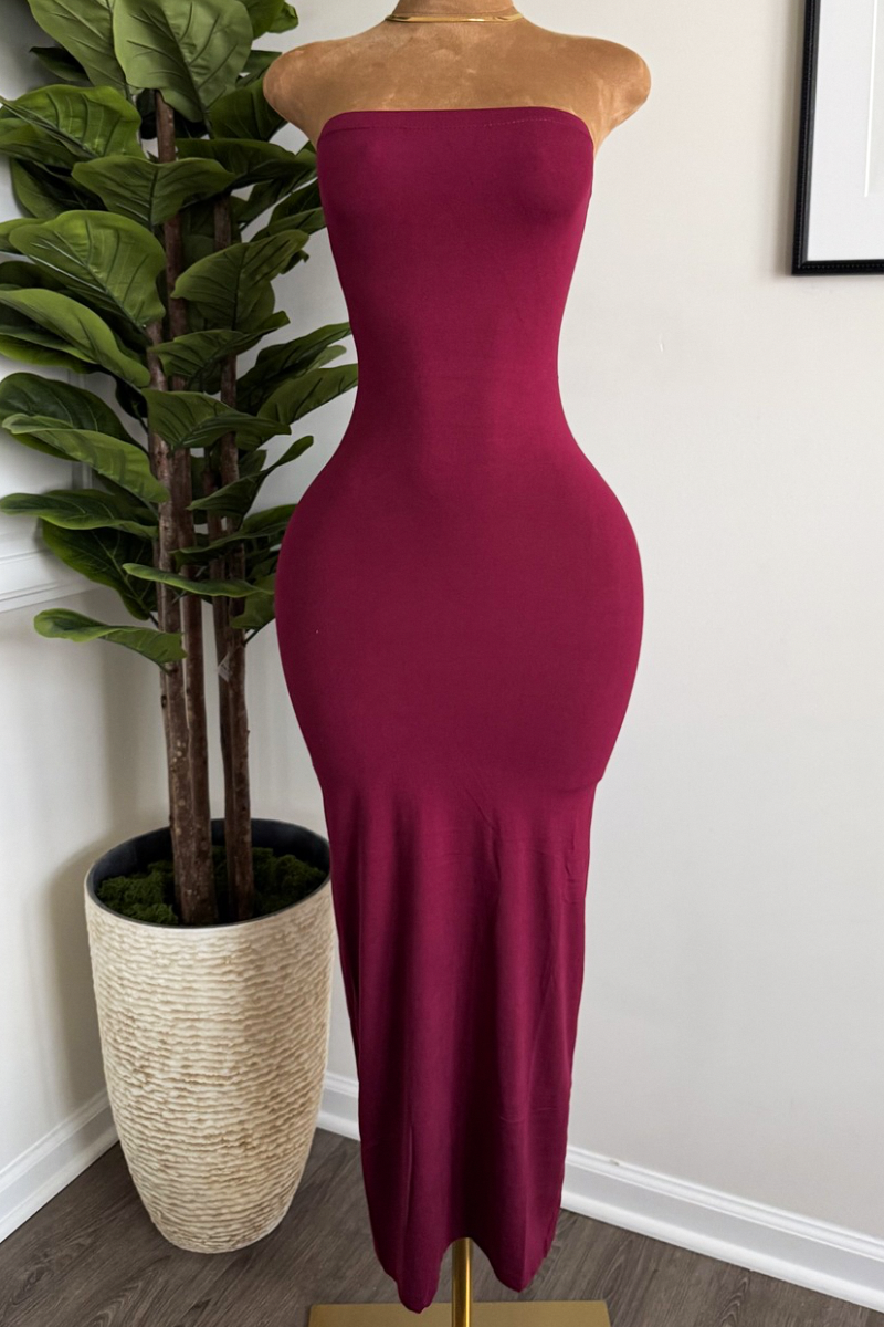 “BASIC” TUBE DRESS (BURGUNDY)