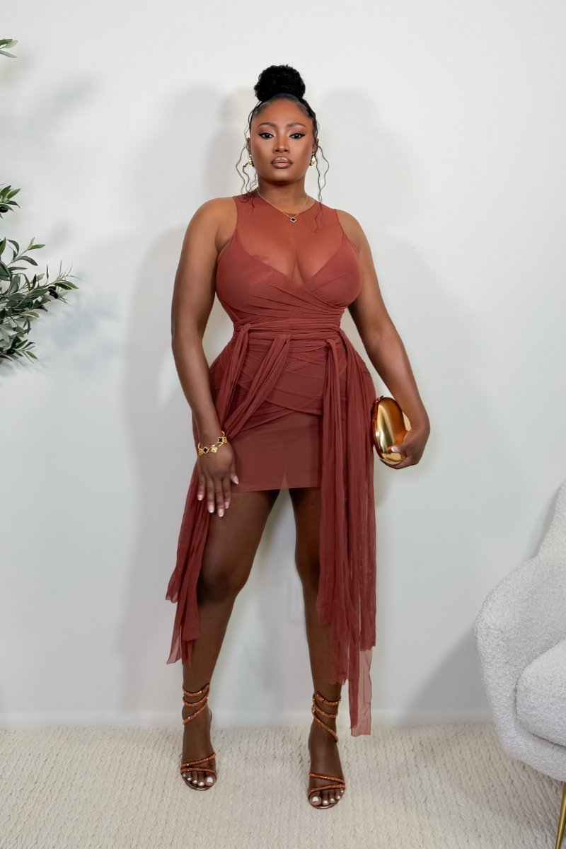 “VANESSA” DRESS (BROWN)