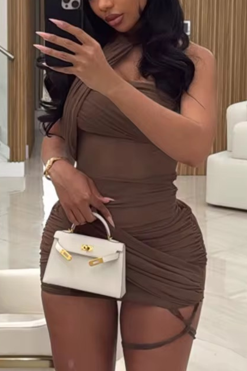“KESHIA” MINI DRESS (COCOA)