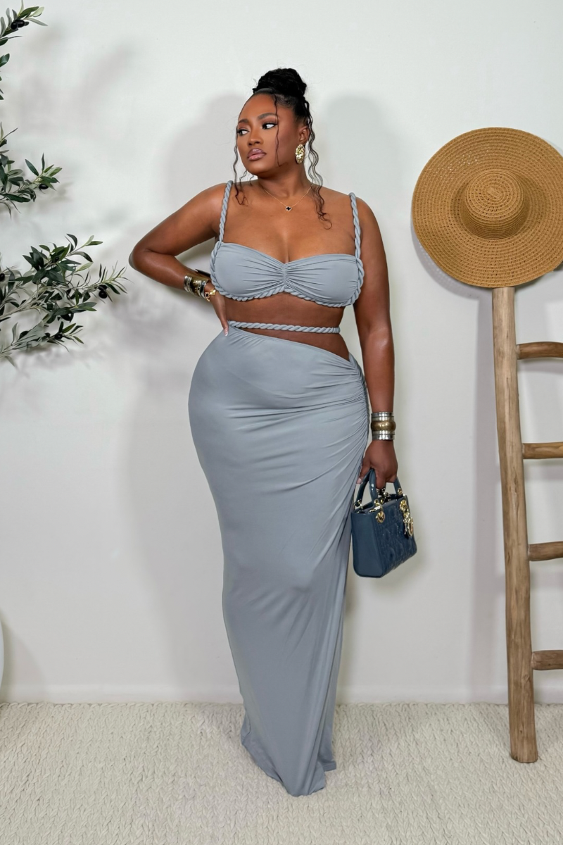 “AISHA” TWO PIECE SET (GRAY)