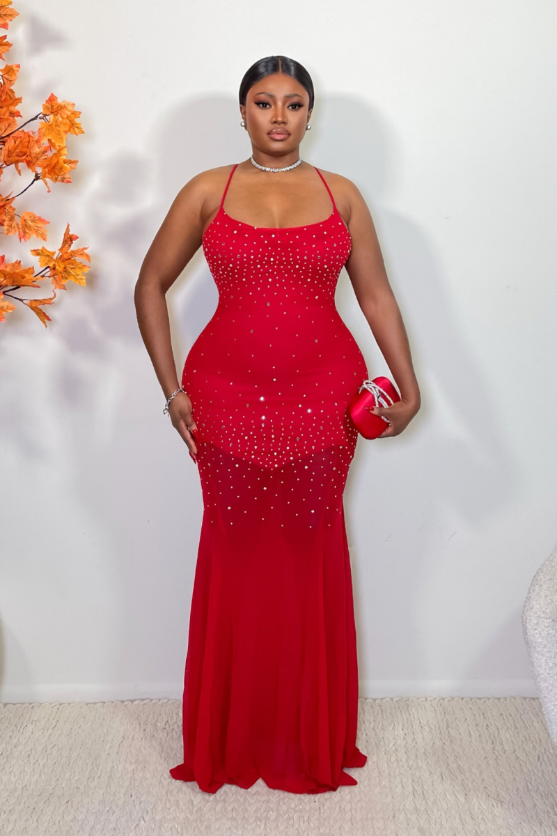 “JUST A GIRL” RHINESTONE MAXI DRESS