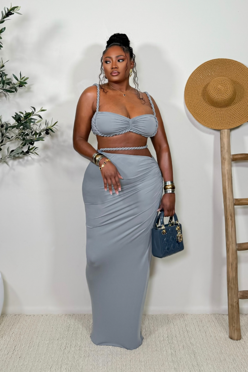 “AISHA” TWO PIECE SET (GRAY)