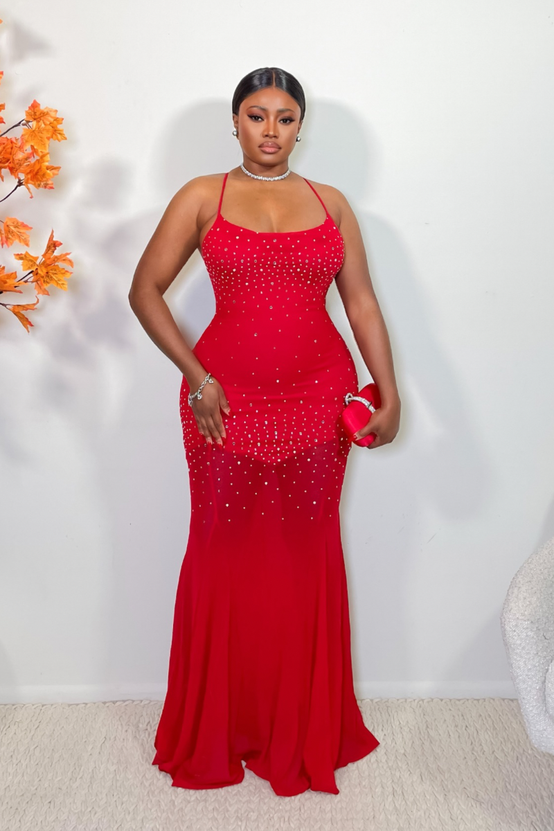 “JUST A GIRL” RHINESTONE MAXI DRESS