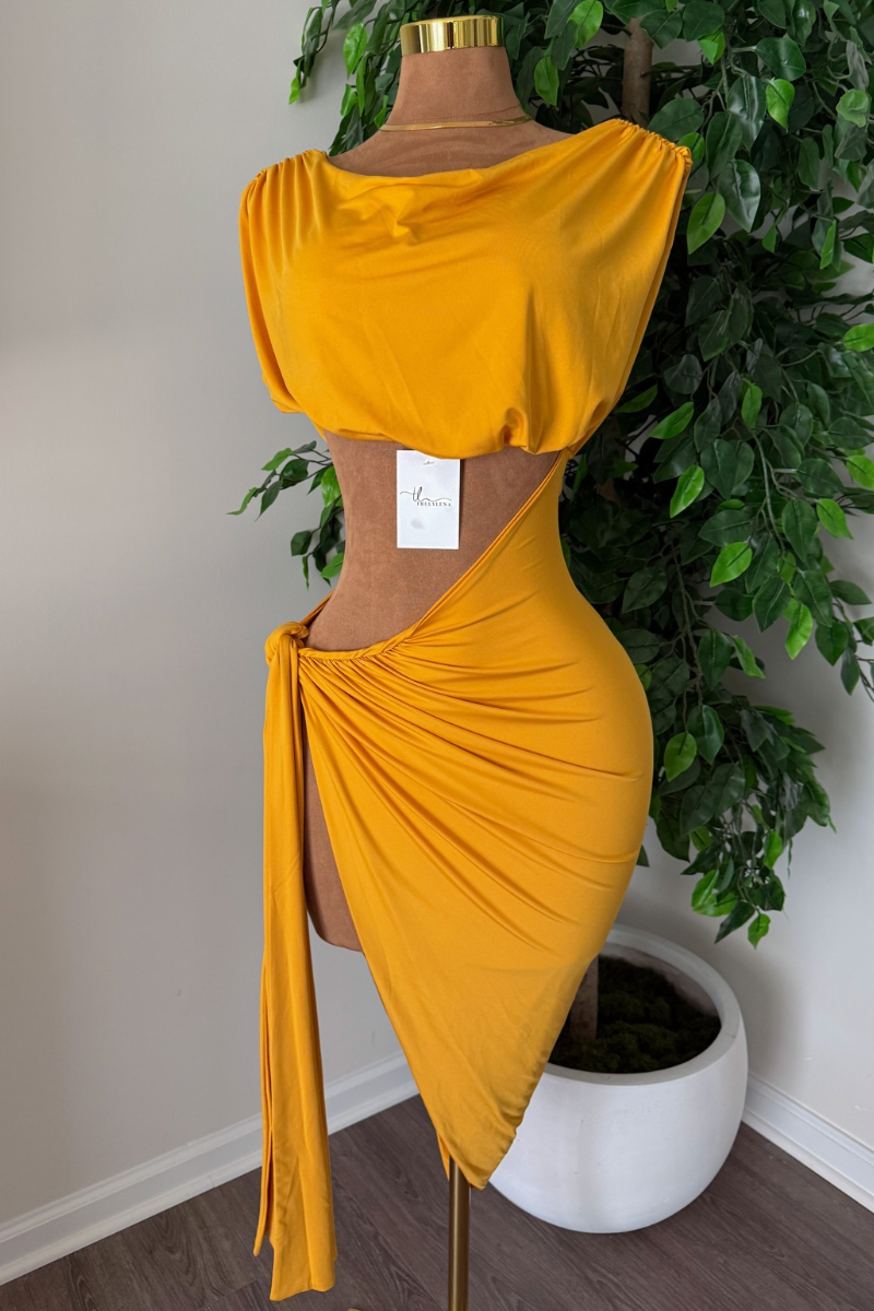“OVERSEAS” CUTOUT DRESS