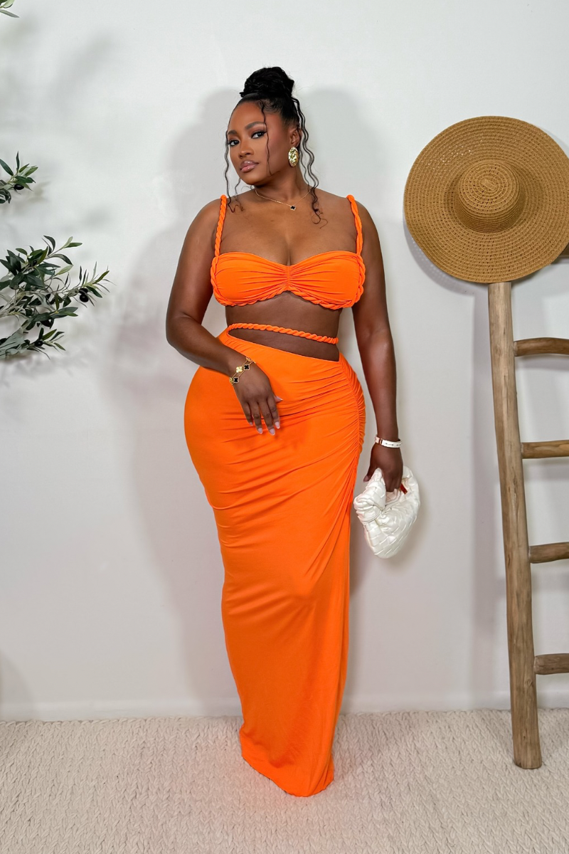 “AISHA” TWO PIECE SET (ORANGE)