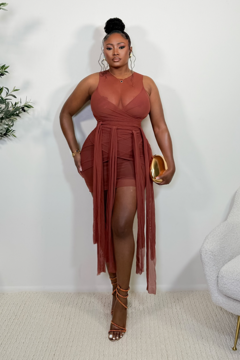“VANESSA” DRESS (BROWN)