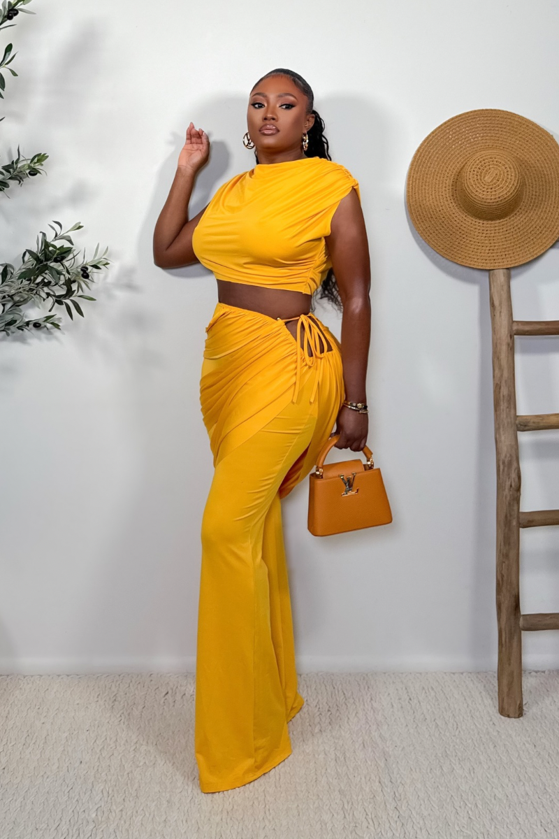 “MINA” TWO PIECE SET (MUSTARD YELLOW)