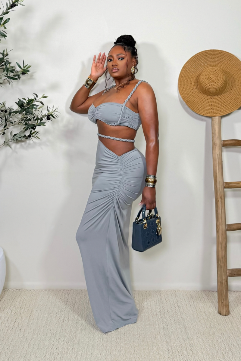 “AISHA” TWO PIECE SET (GRAY)