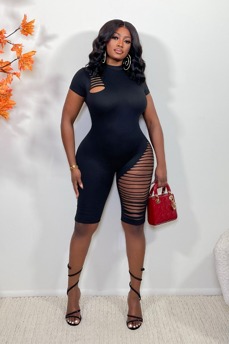 “SPLIT DECISION” ROMPER (BLACK) S/XL