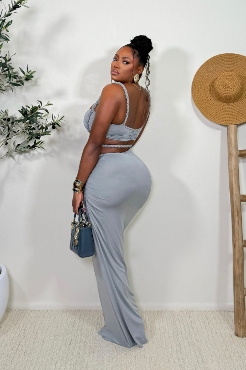 “AISHA” TWO PIECE SET (GRAY)