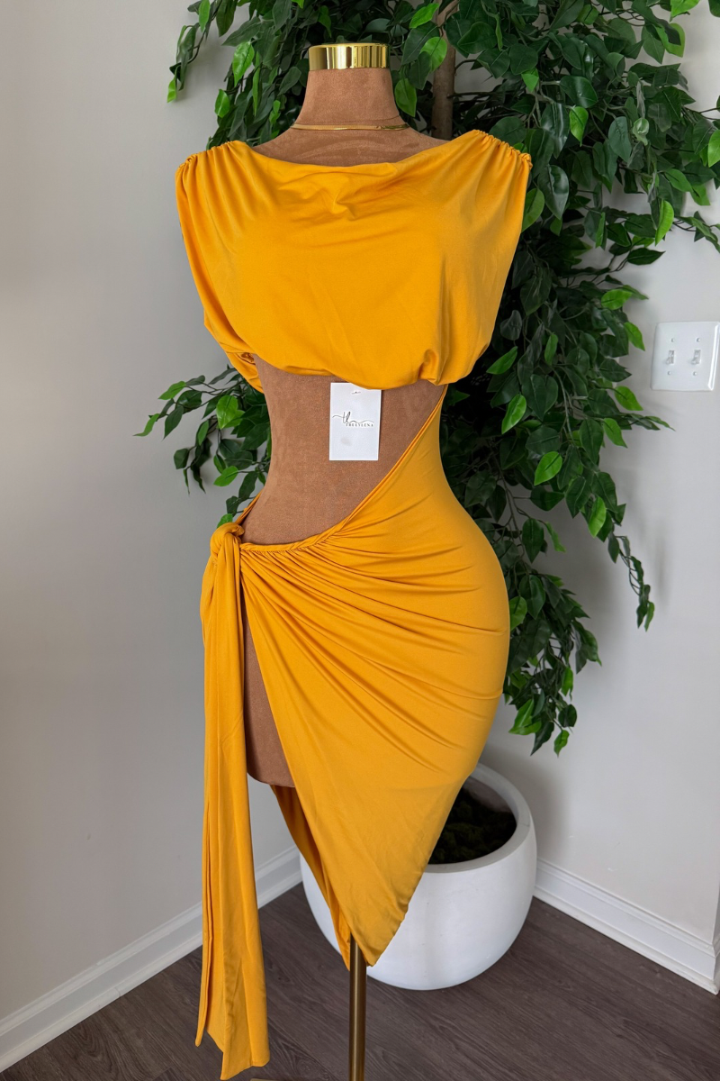 “OVERSEAS” CUTOUT DRESS