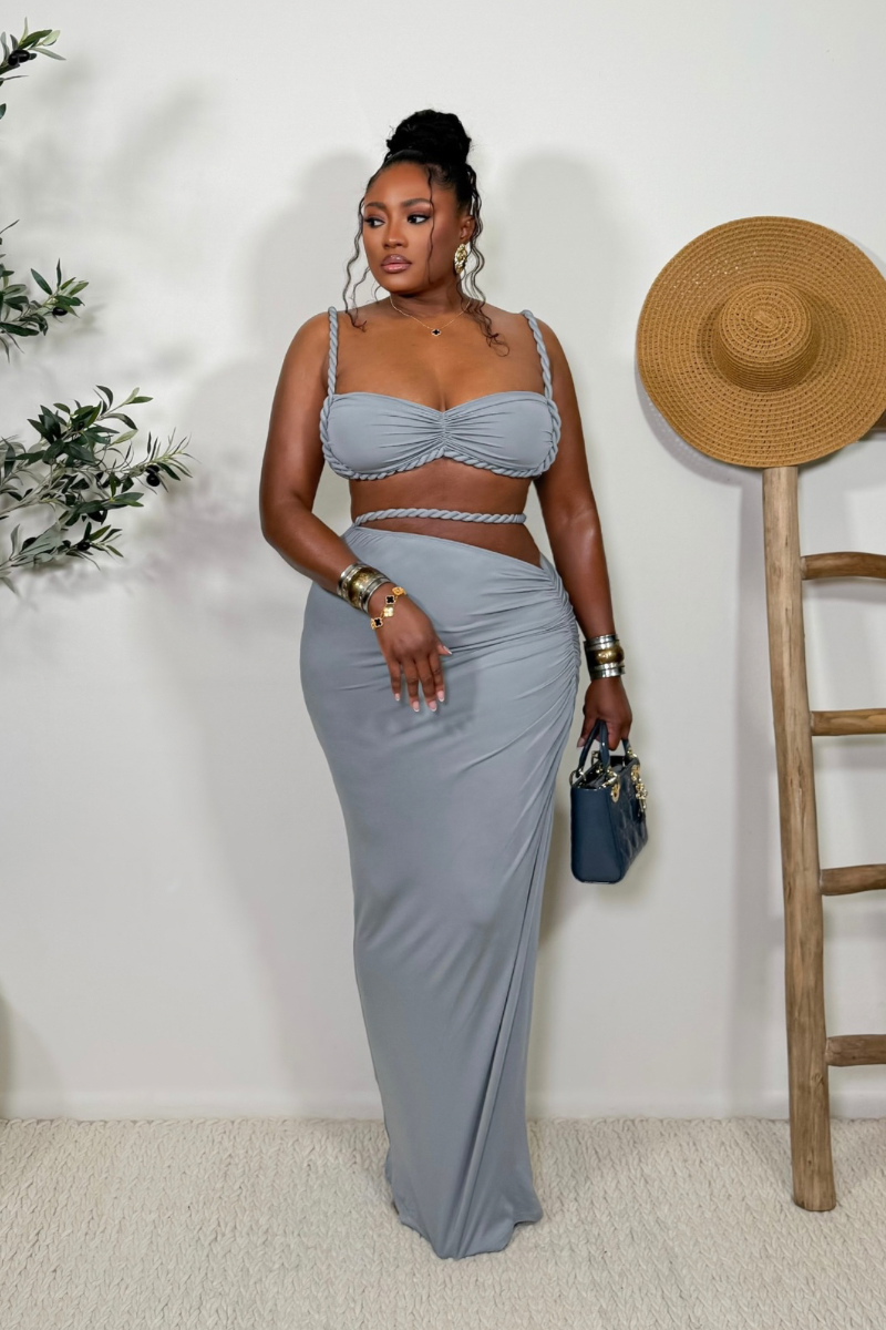 “AISHA” TWO PIECE SET (GRAY)