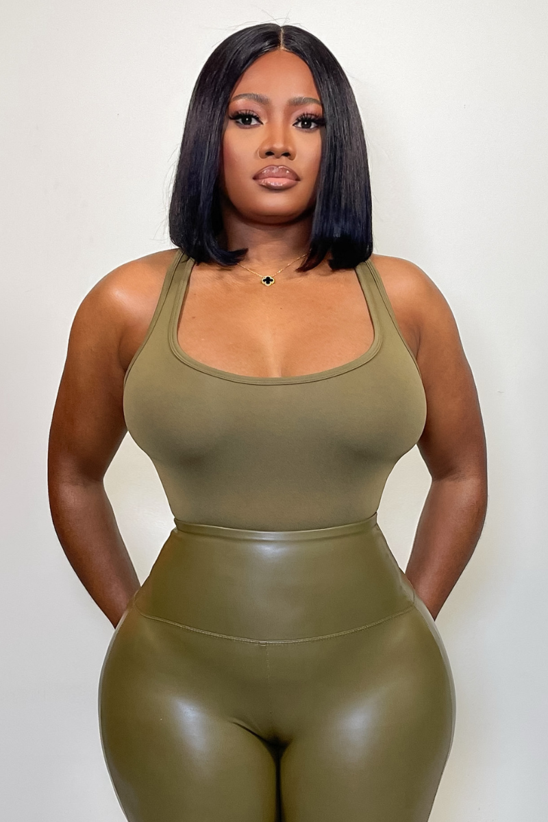 “RACER BACK” BODYSUIT (OLIVE)