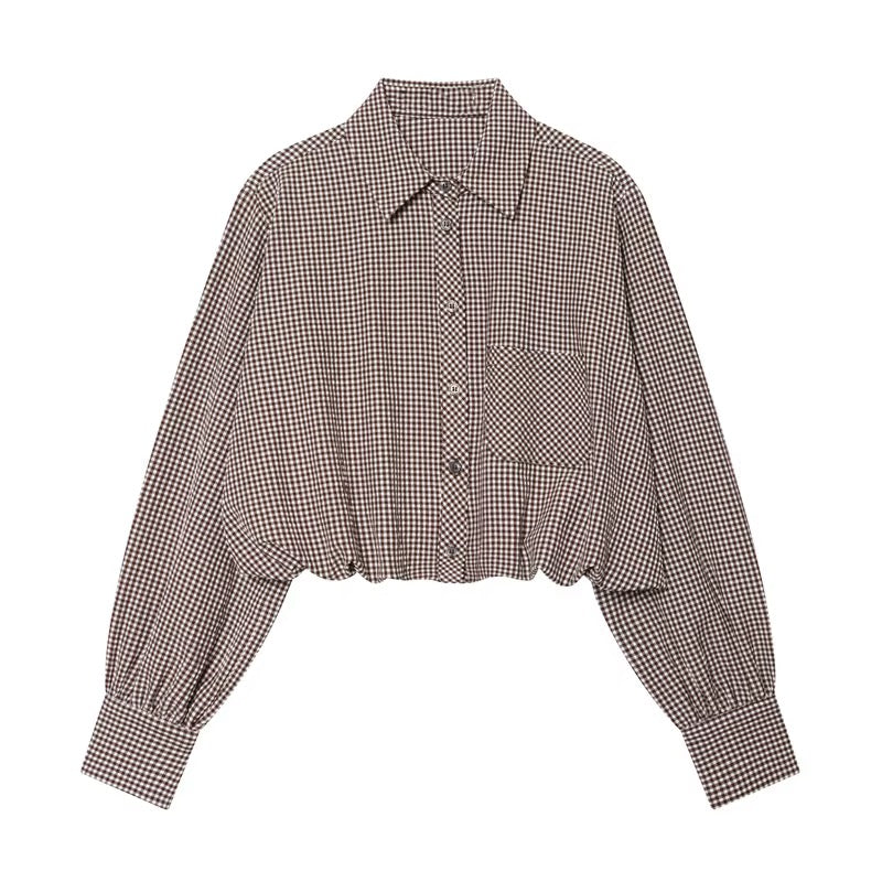 “PRETTY IN PLAID” CROP TOP (BROWN)