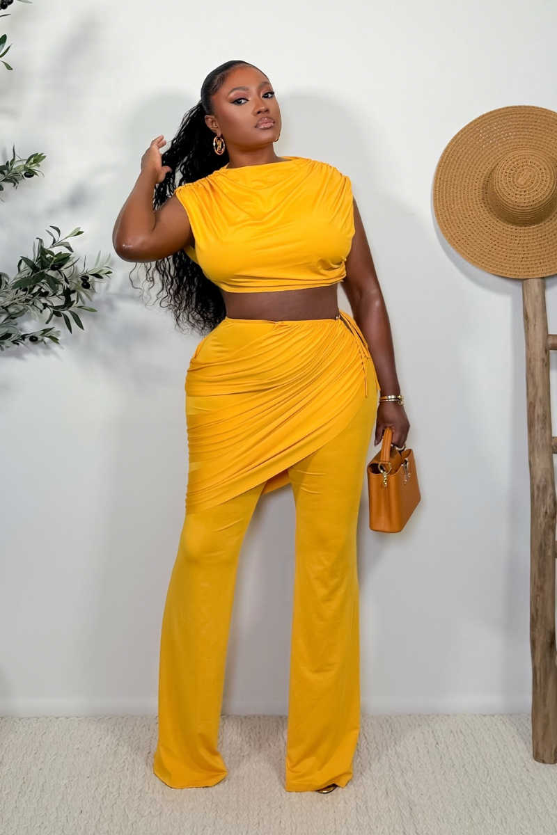 “MINA” TWO PIECE SET (MUSTARD YELLOW)