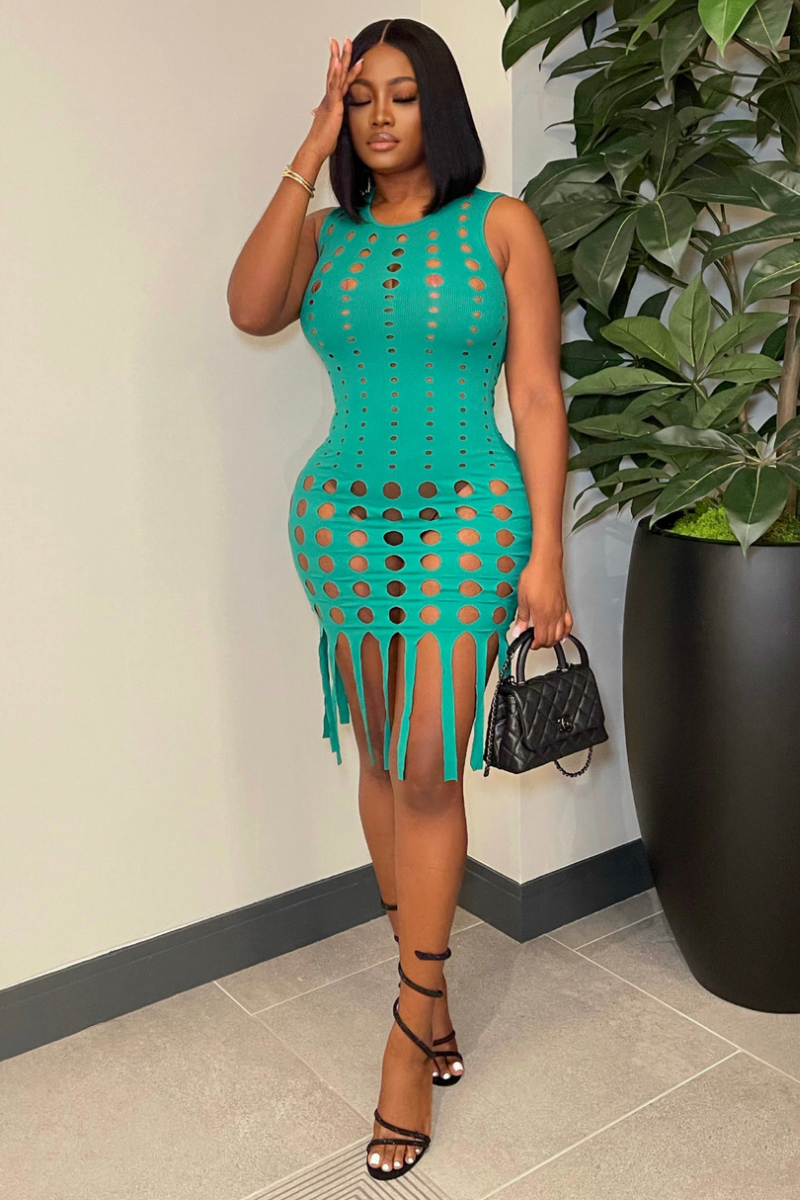 “SNEAK PEAK” MINI DRESS (Green)