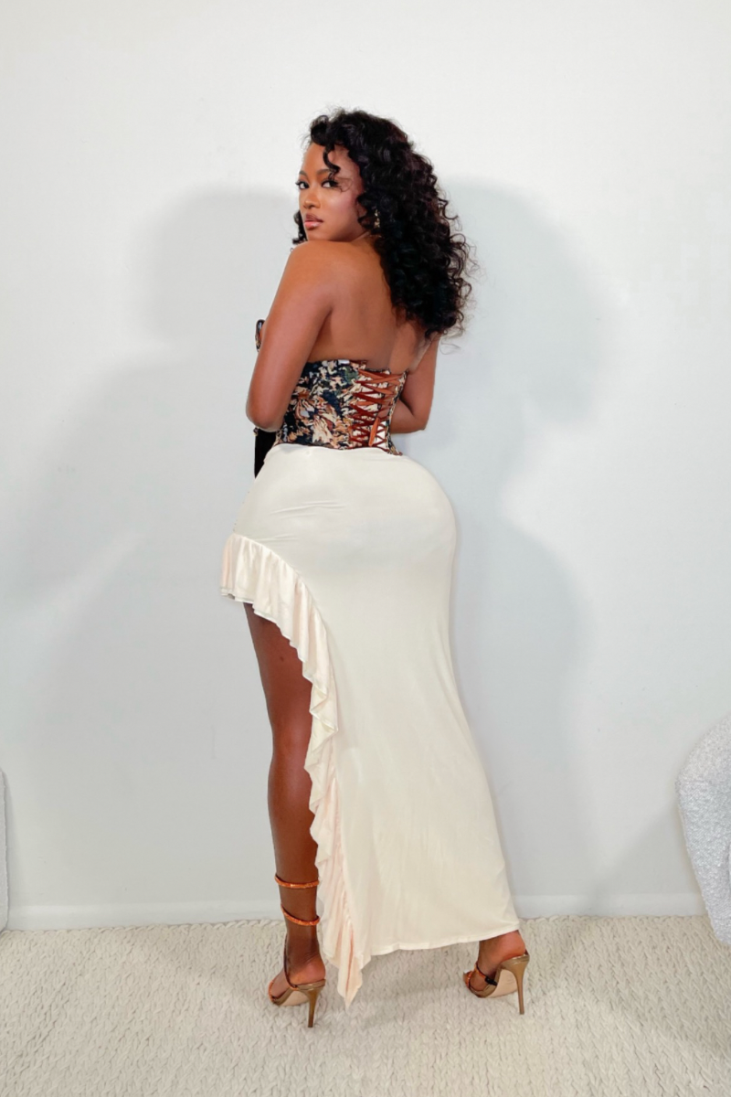 “UPGRADE YOU” MAXI SKIRT (CREAM)