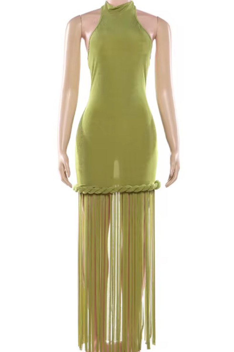“DESTINY” FRINGE DRESS (GREEN)