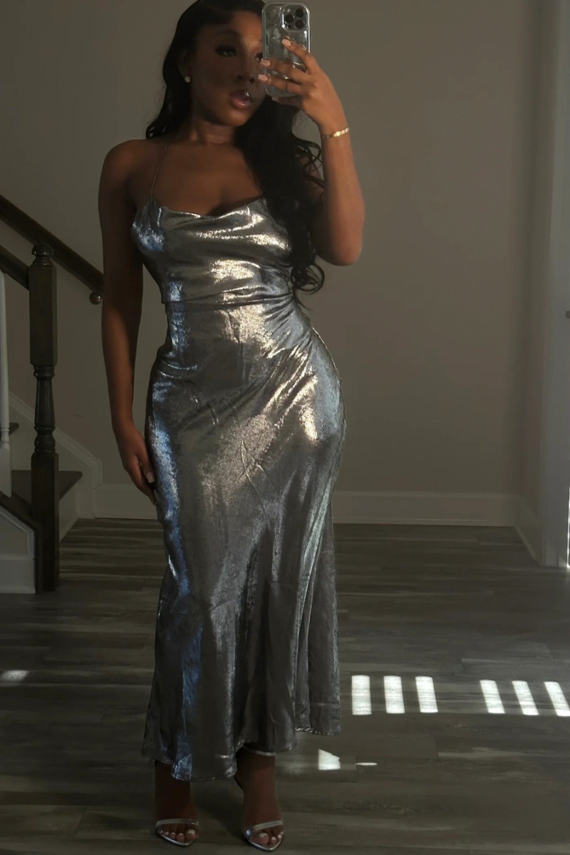 “METALLIC SILVER” DRESS