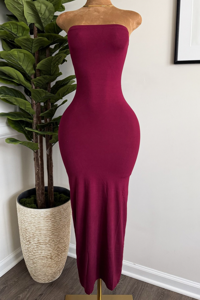“BASIC” TUBE DRESS (BURGUNDY)