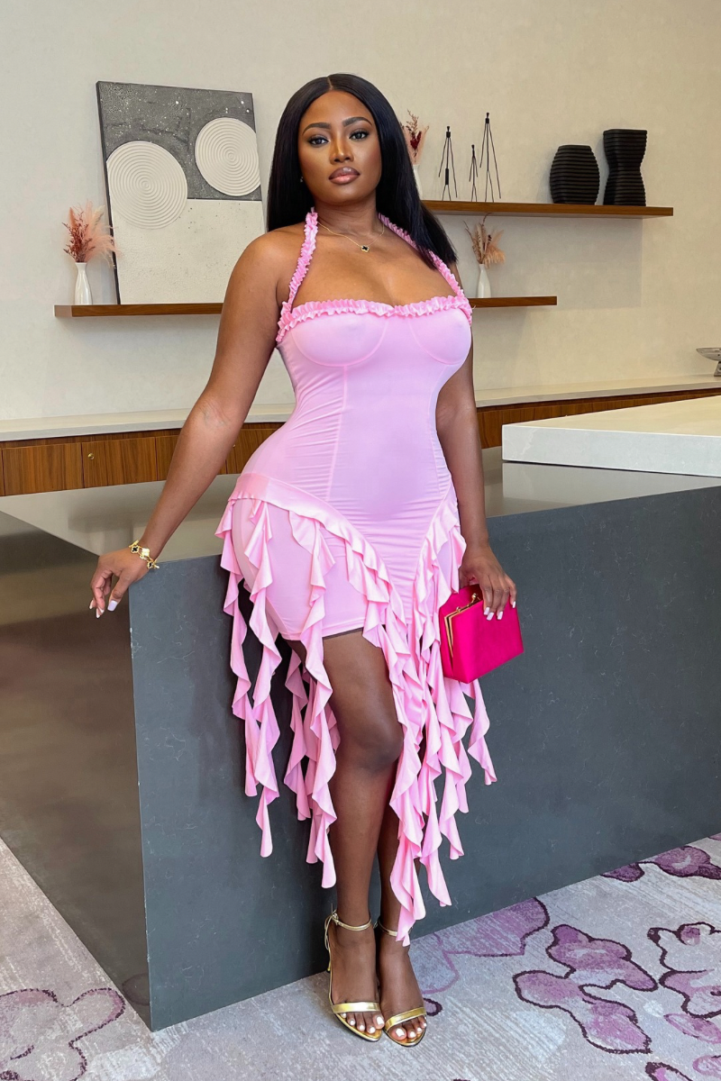 “BOUJEE QUEEN” BODYCON DRESS (PINK)