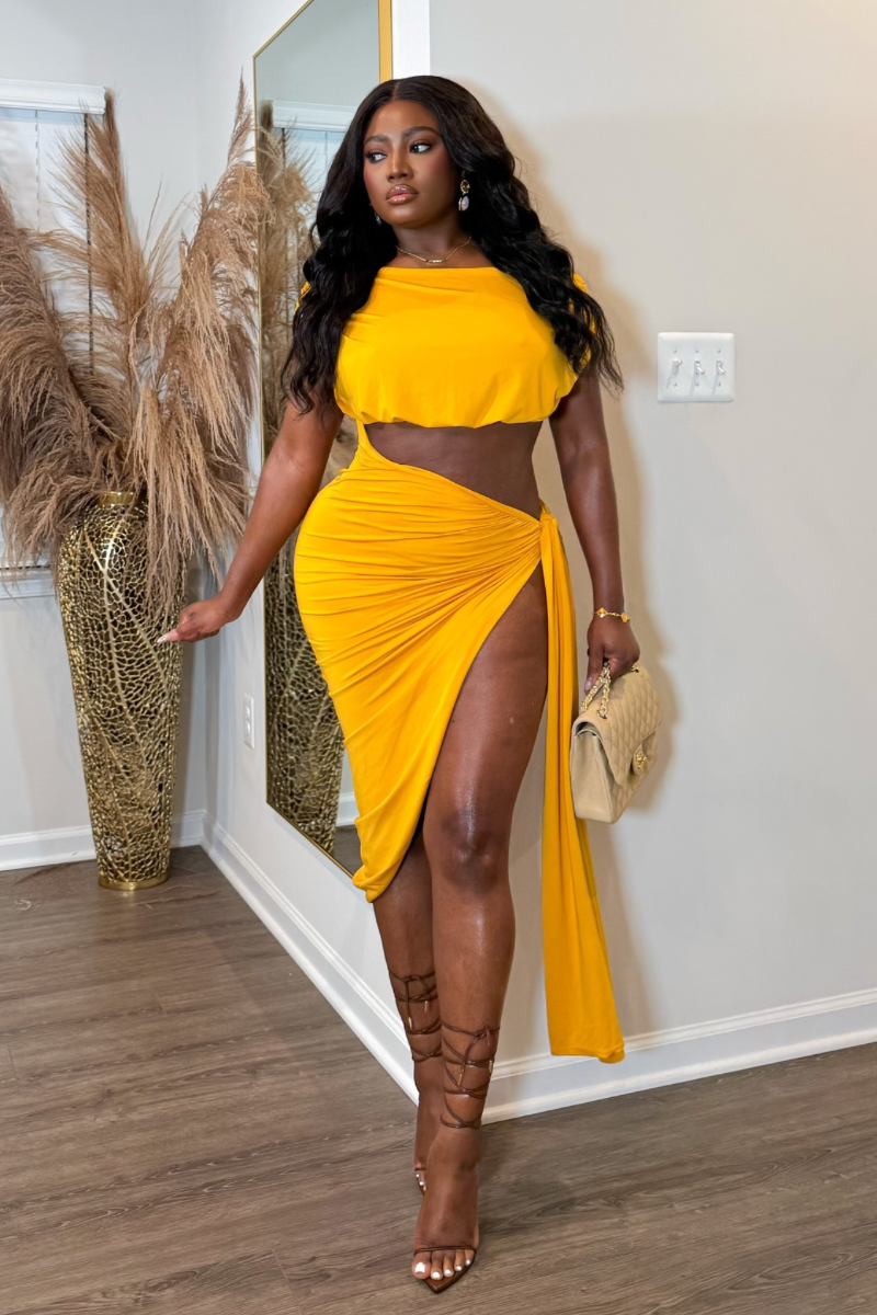 “OVERSEAS” CUTOUT DRESS