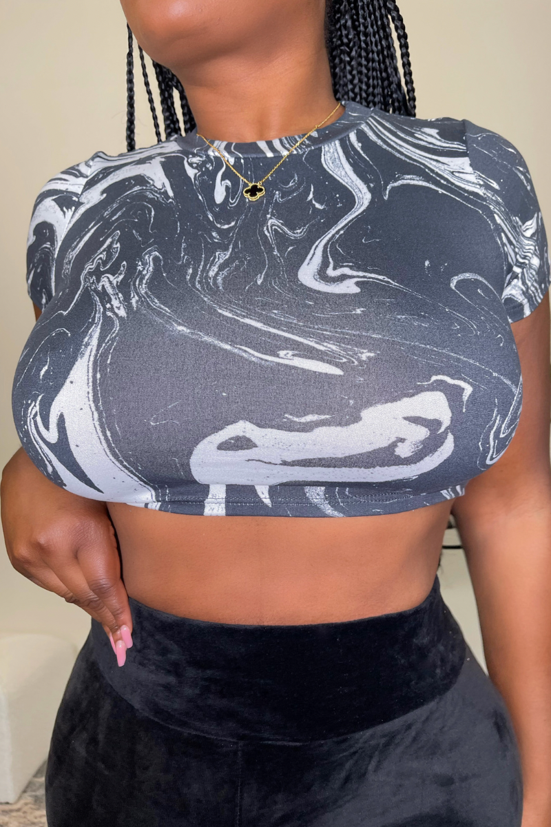 “MARBLE PRINT” CROP TOP