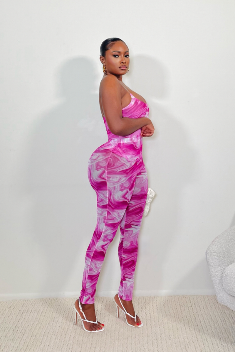 “MARBLE PRINT” TWO PIECE SET ( PINK )