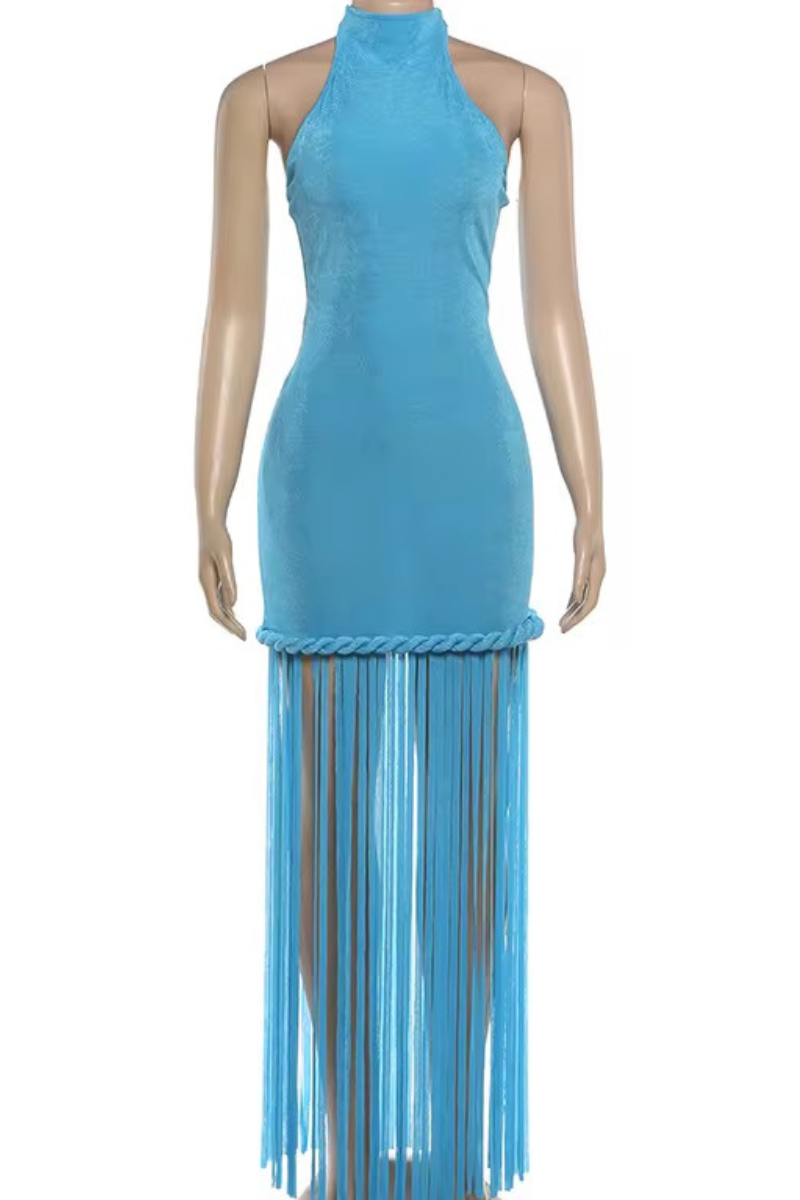 “DESTINY” FRINGE DRESS (BLUE)