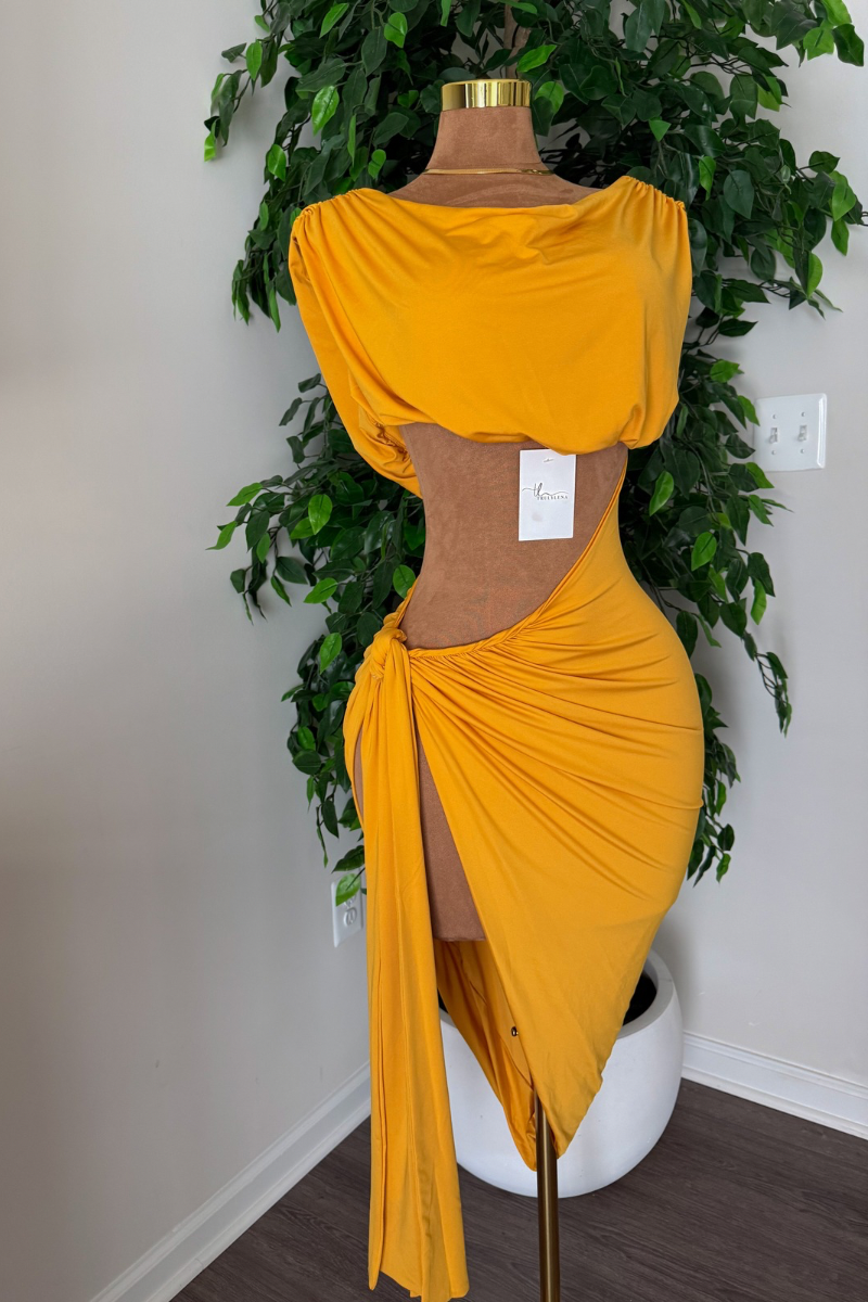 “OVERSEAS” CUTOUT DRESS