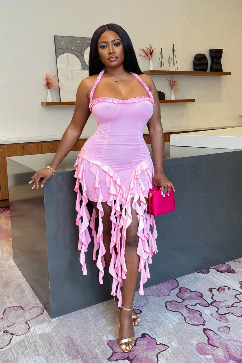 “BOUJEE QUEEN” BODYCON DRESS (PINK)