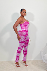 “MARBLE PRINT” TWO PIECE SET ( PINK )
