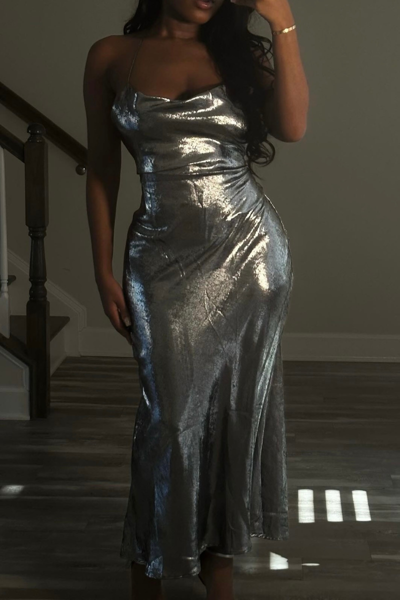 “METALLIC SILVER” DRESS