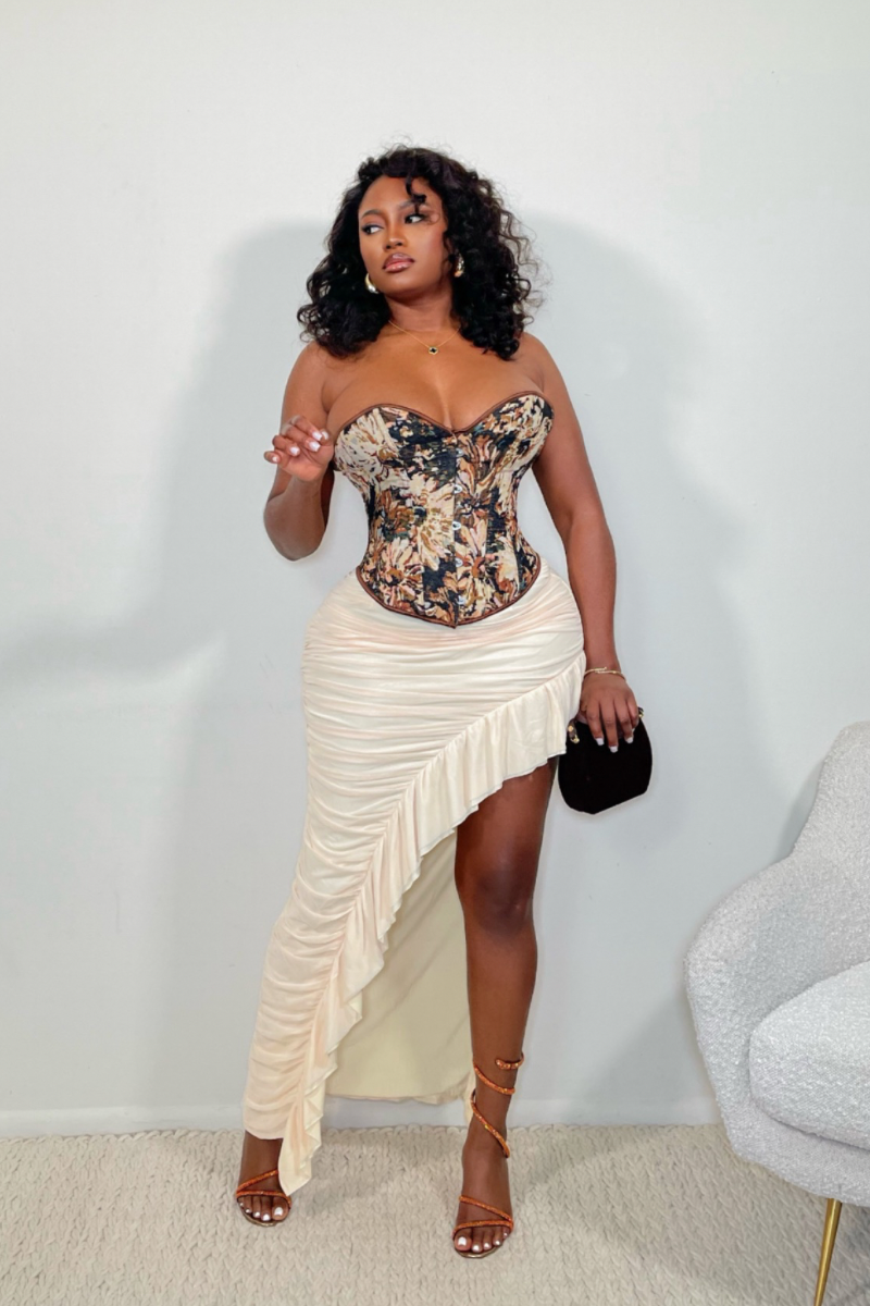 “UPGRADE YOU” MAXI SKIRT (CREAM)