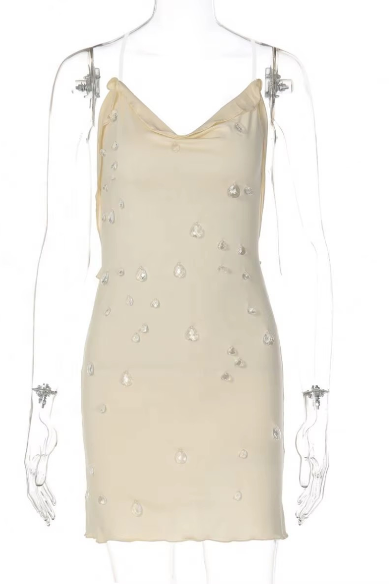 “CRYSTAL MINI DRESS (BUTTER YELLOW)
