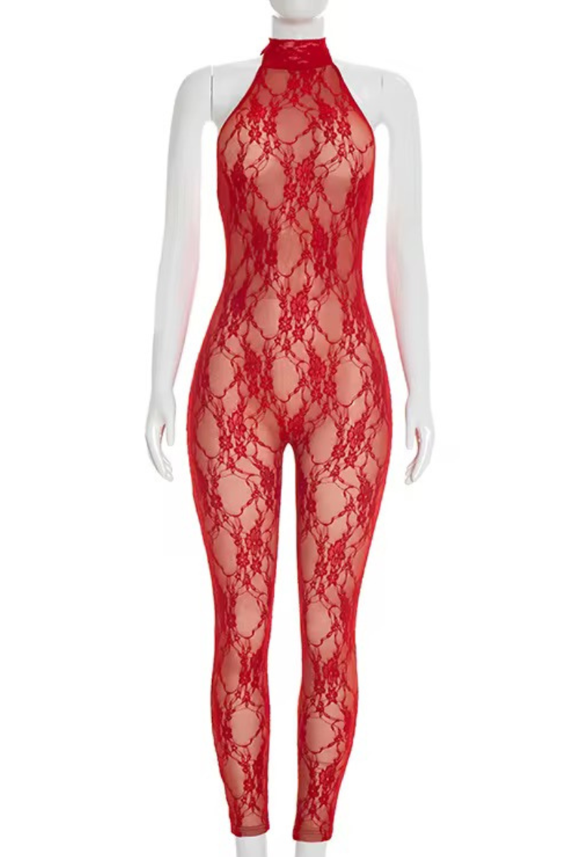 “LACEY” DOUBLE LINING JUMPSUIT (RED)