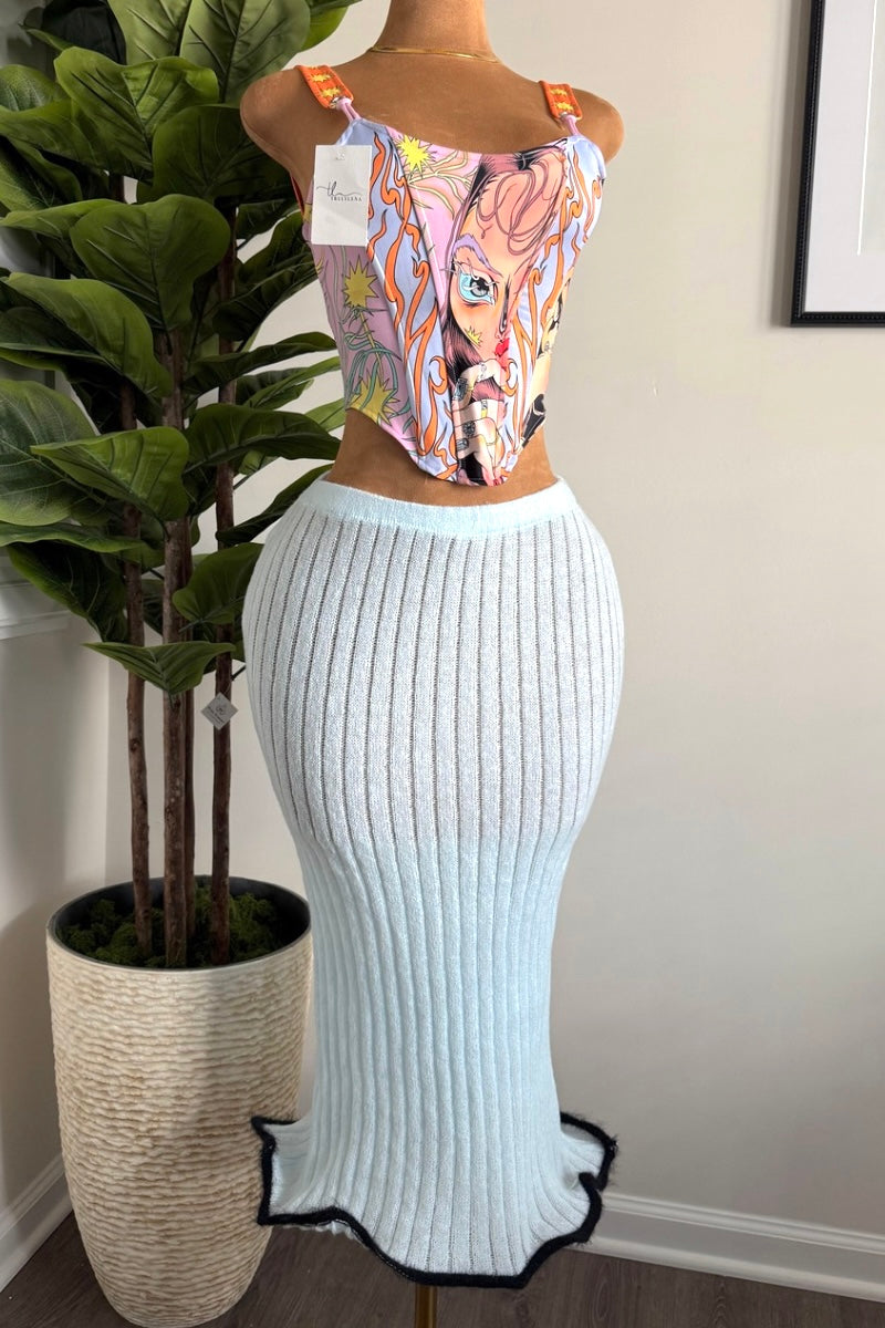 “BABYBLUE” MIDI SKIRT