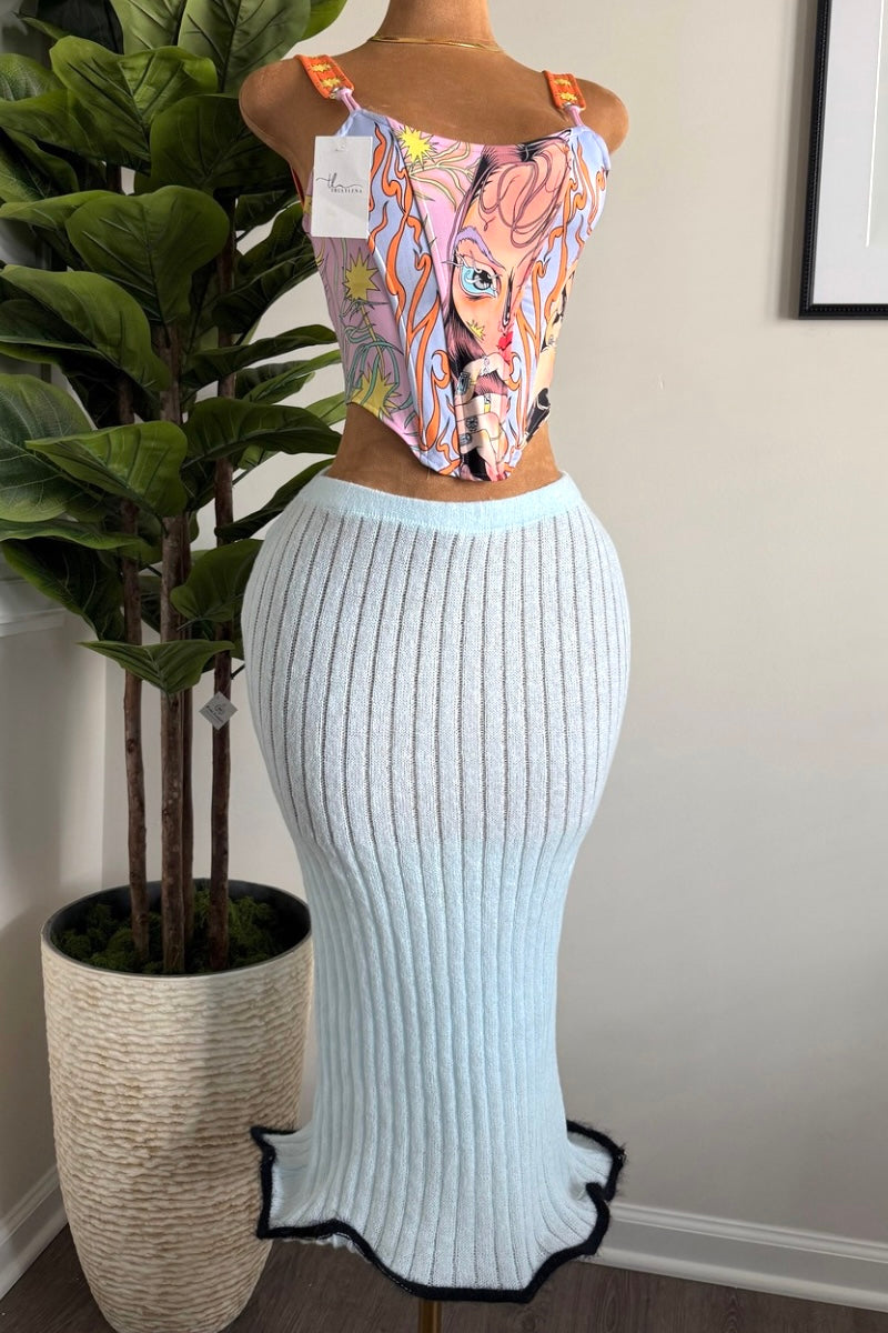 “BABYBLUE” MIDI SKIRT